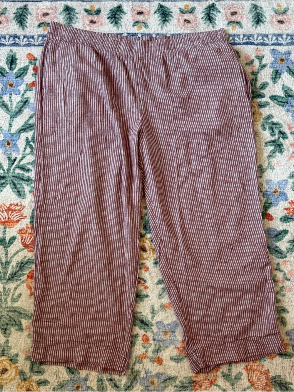 Old Navy Women’s Maroon Stripe Wide-Leg Linen Pants